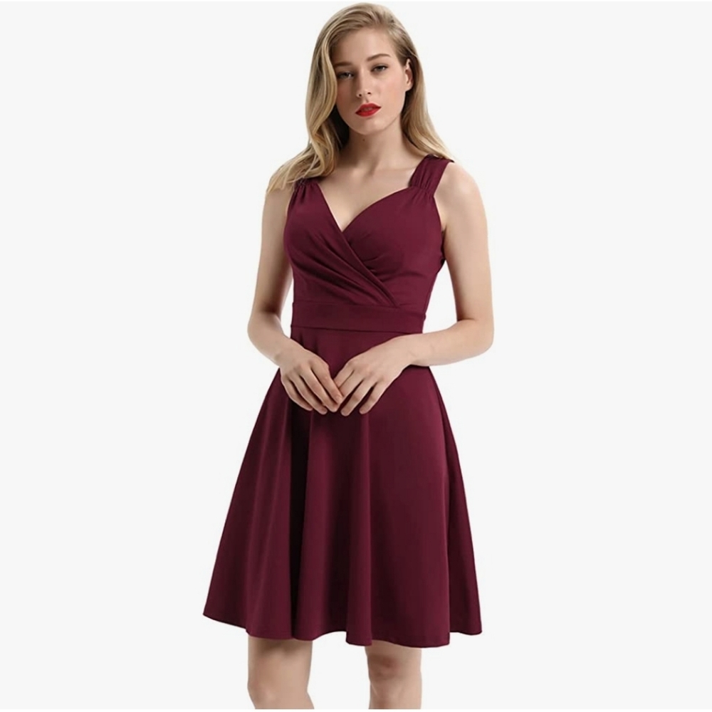 GRACE KARIN Women's Sleeveless Wrap V-Neck A-line Bridesmaid Party Dress